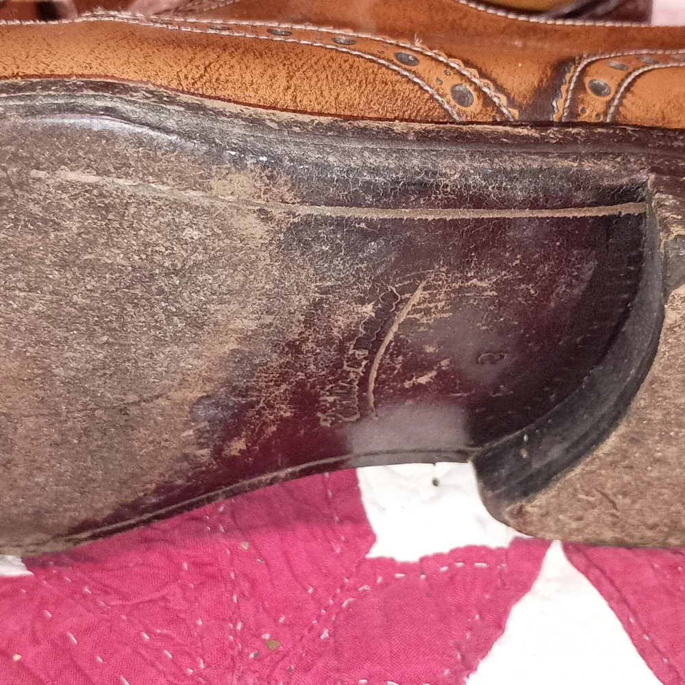Vintage Mens Shoes Gilardini Italy Handmade Size 8 Spectator Brown Oxfords